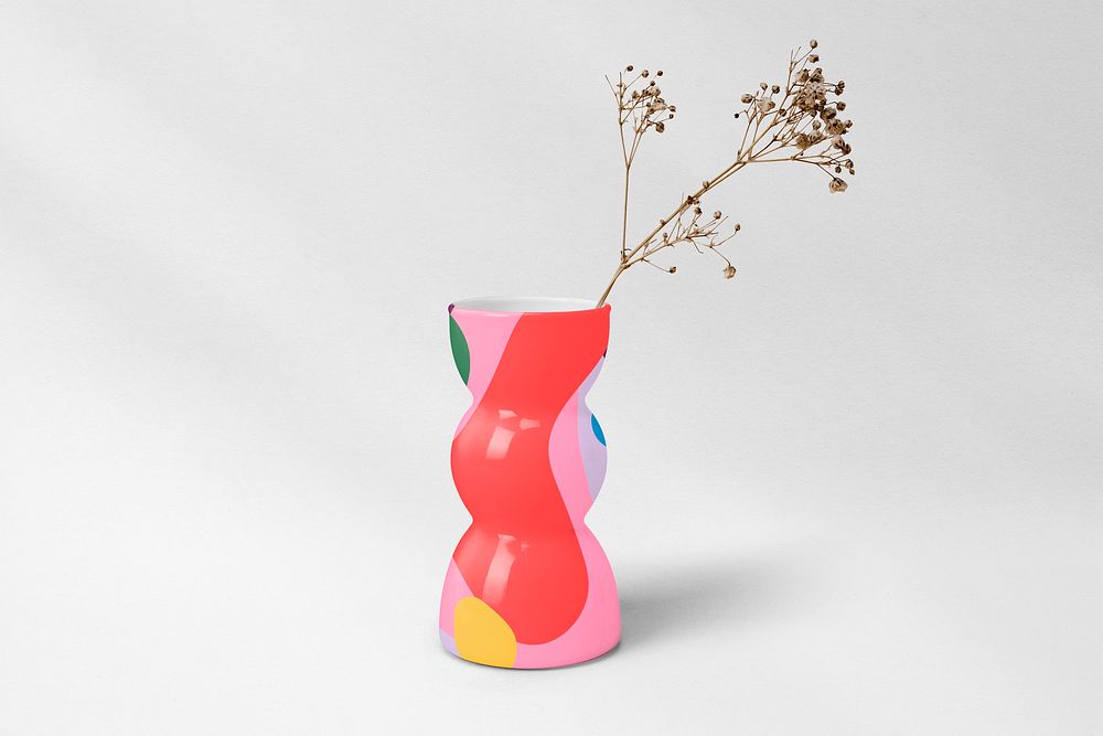 Acrylic painted flower vase in abstract design