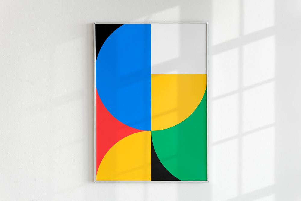 Framed colorful Bauhaus photo, wall decoration