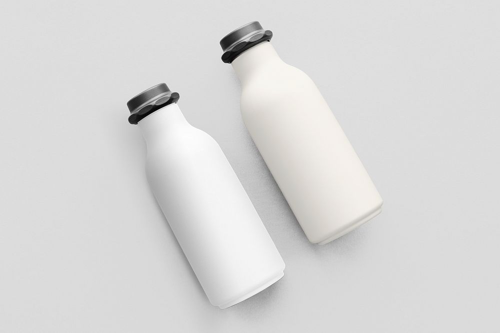 Stainless steel bottle, white design with blank space