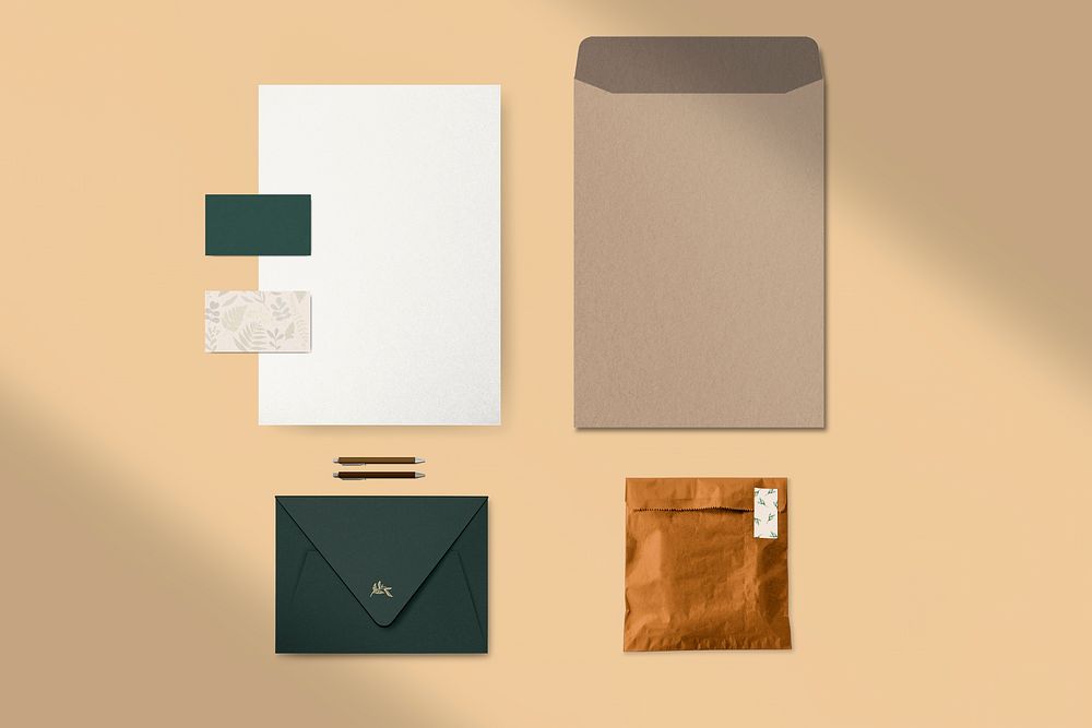 Professional corporate identity with business card, stationery set