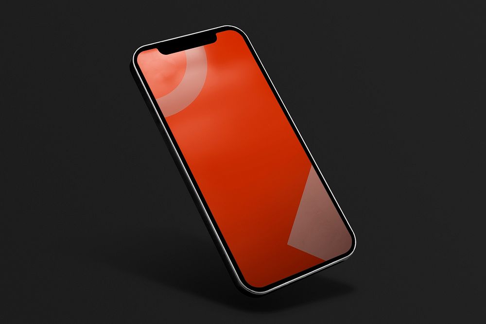 Mobile phone screen, red abstract wallpaper