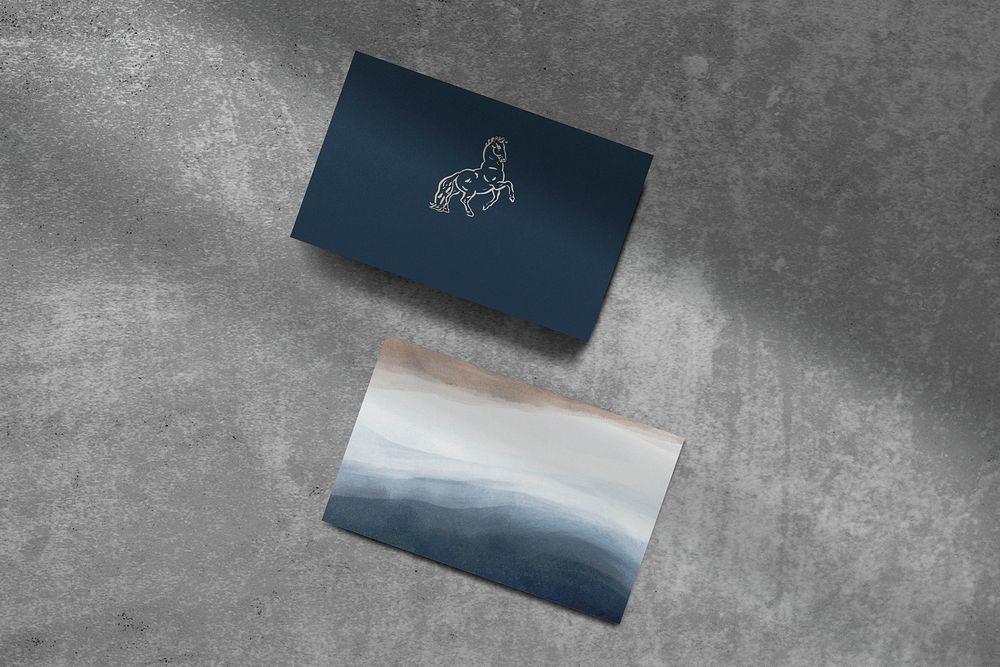 Blue watercolor business card