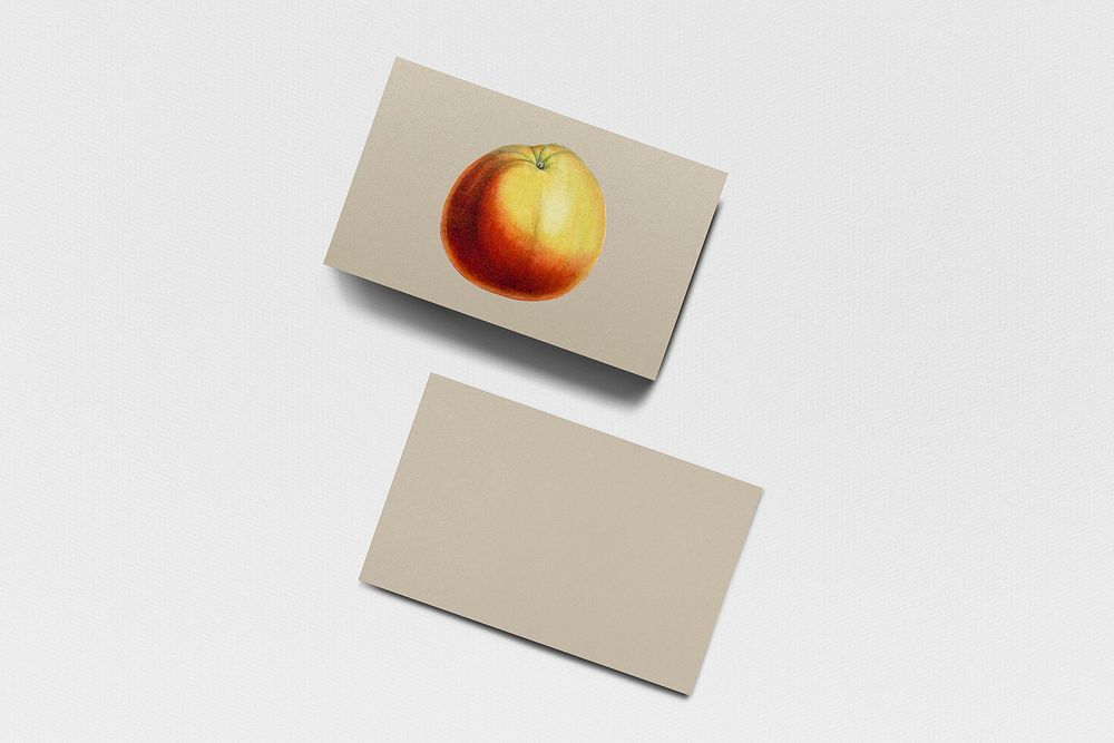 Beige business card with fruit illustration