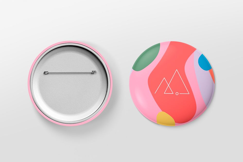 Colorful pin badge, branding stationery