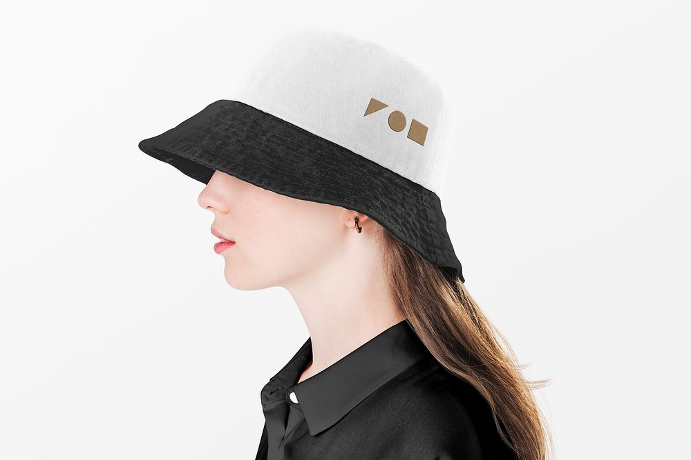 Black and white bucket hat with design space