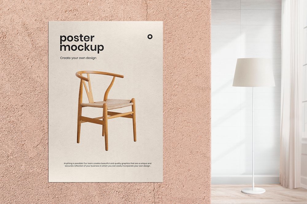 Poster paper mockup, realistic wall decor psd