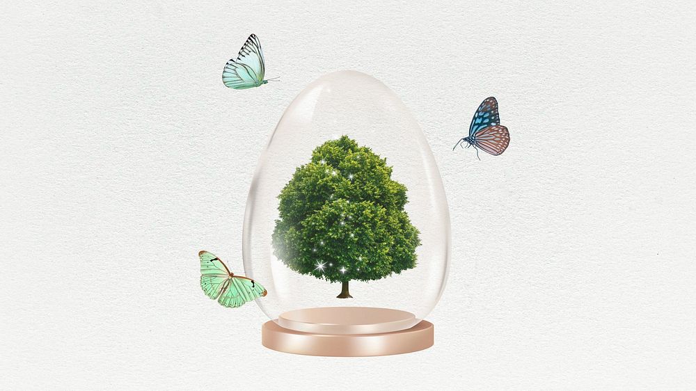 Glass tree globe HD wallpaper, save the Earth background