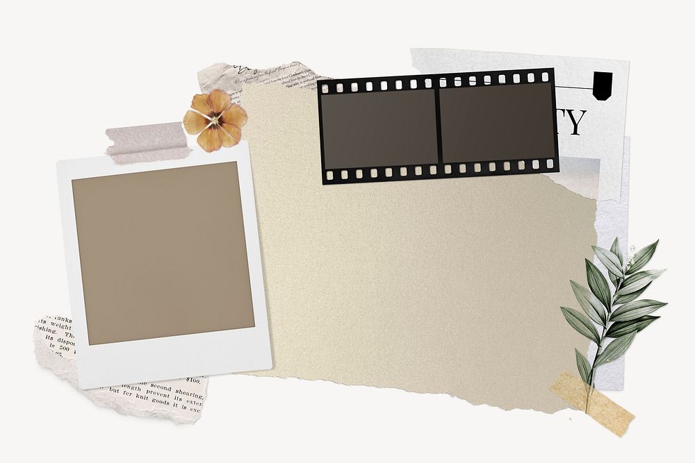 Instant photo film background, aesthetic paper collage