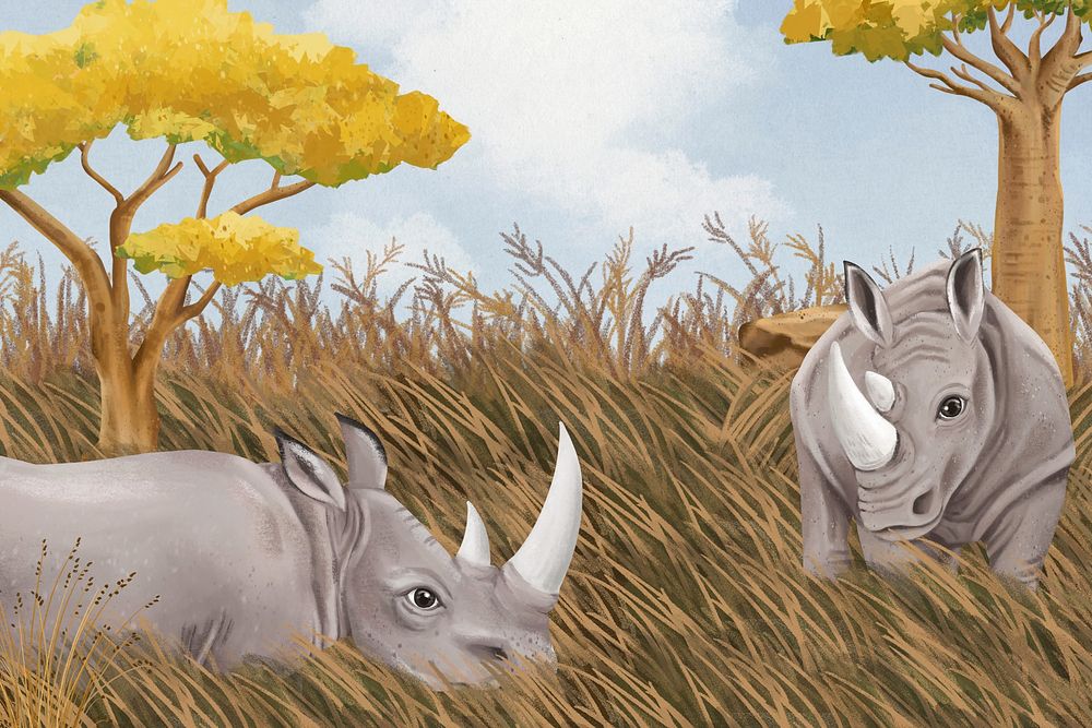 Rhino wildlife background, cute design