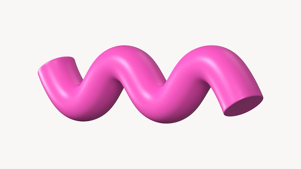 Pink squiggle shape, 3D abstract graphic