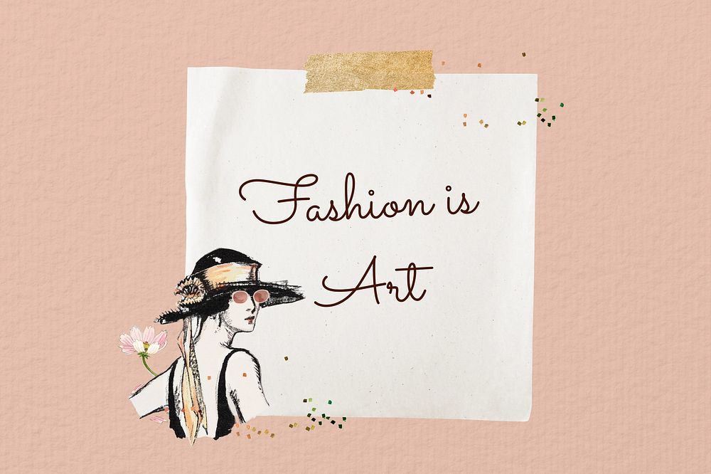 Fashion is art word, aesthetic paper collage