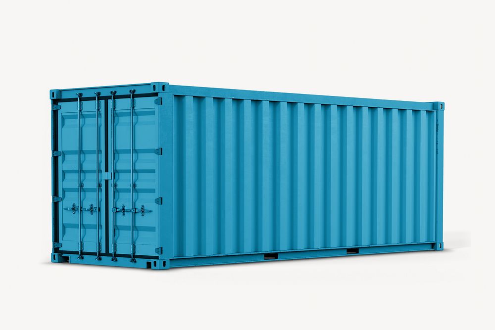 Teal shipping container, 3D rendering cargo
