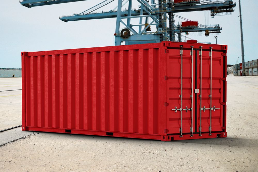 3D shipping container, realistic cargo psd