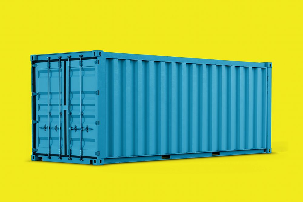 Teal shipping container, 3D rendering cargo