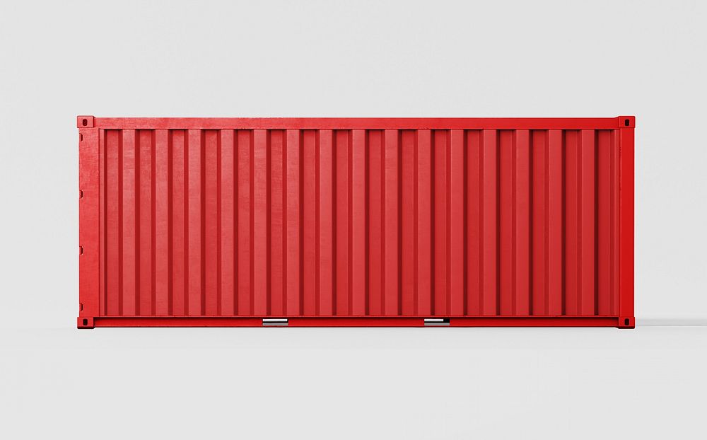 Red shipping container, 3D rendering cargo
