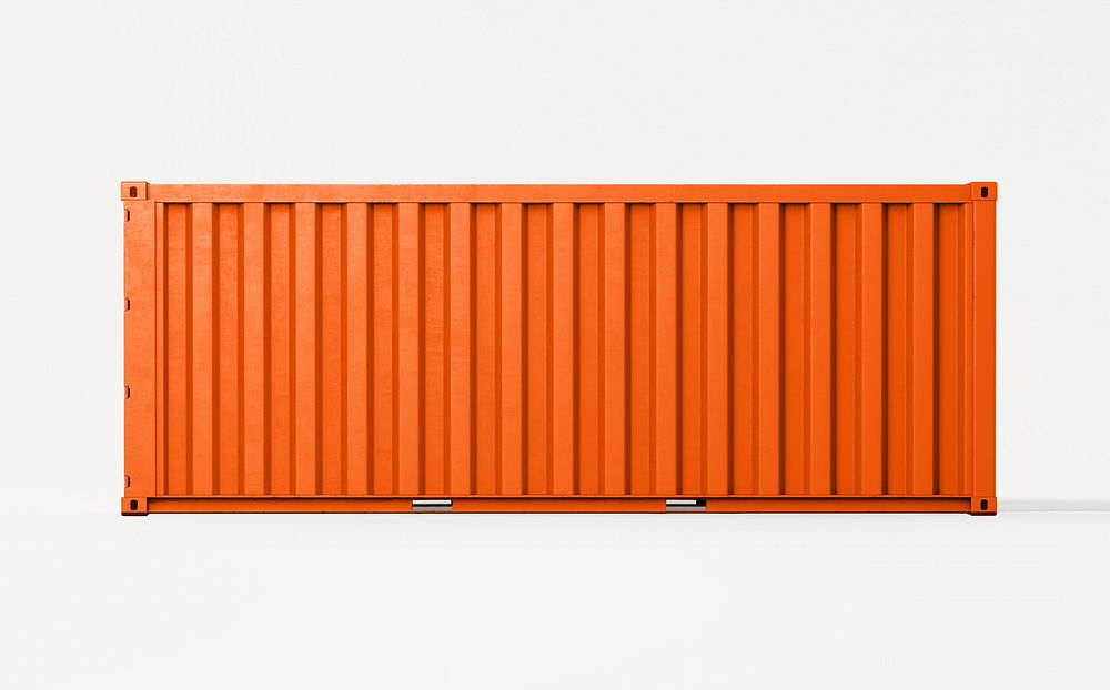 Orange shipping container, 3D rendering cargo