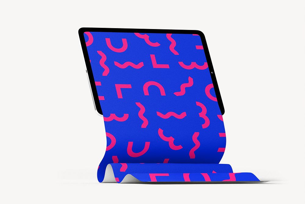 3D tablet, colorful memphis screen