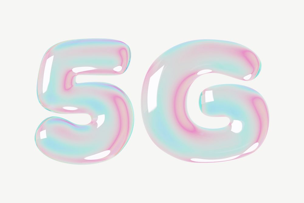 5G holographic icon, 3D digital remix psd