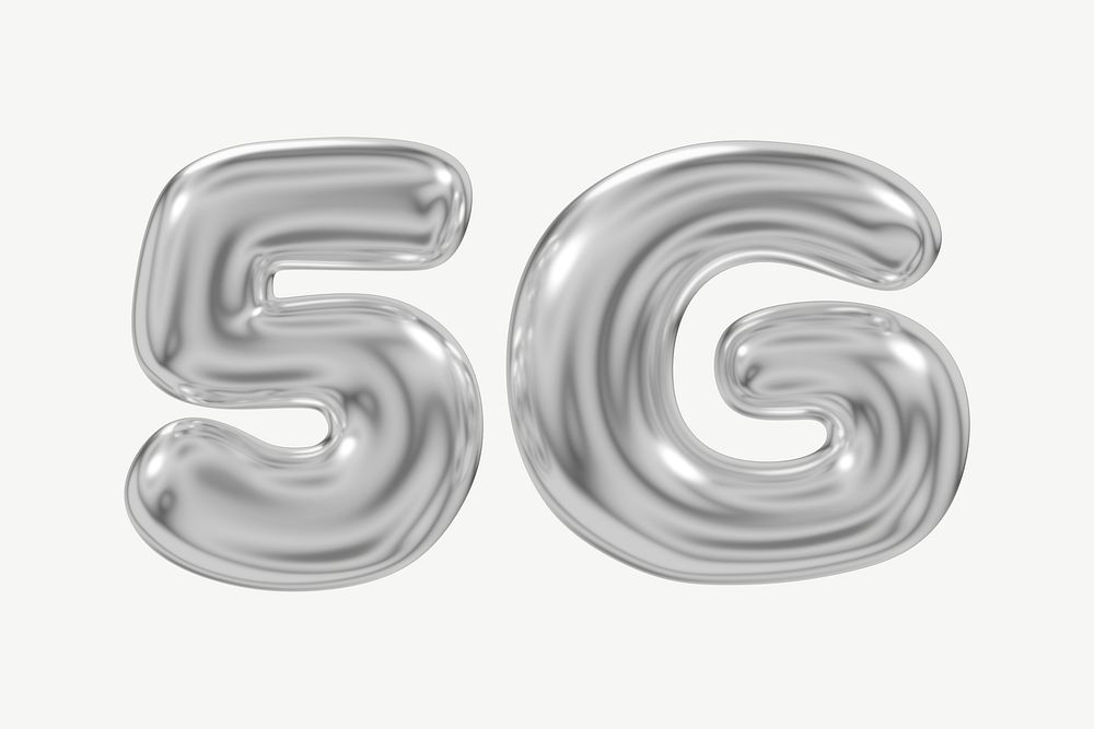5G metallic icon, 3D digital remix psd