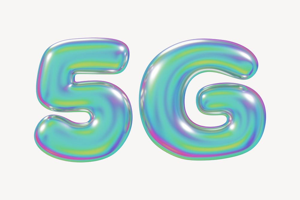 5G holographic icon, digital remix design