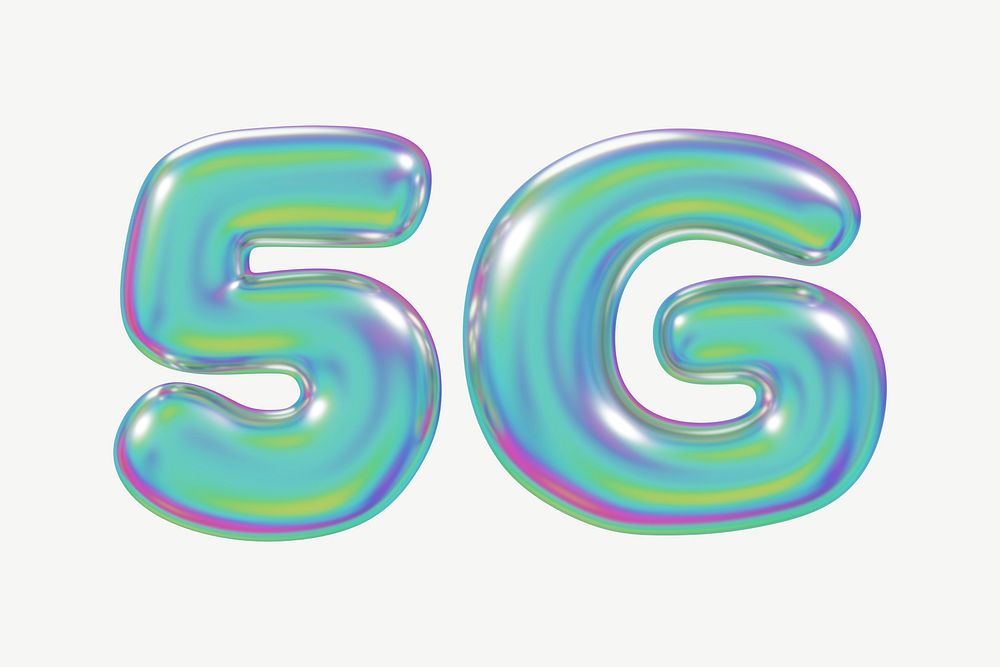 5G holographic icon, 3D digital remix psd