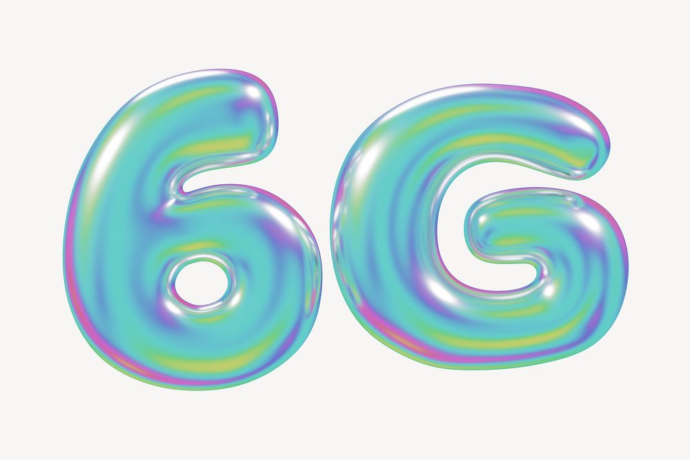 6G holographic icon, digital remix design