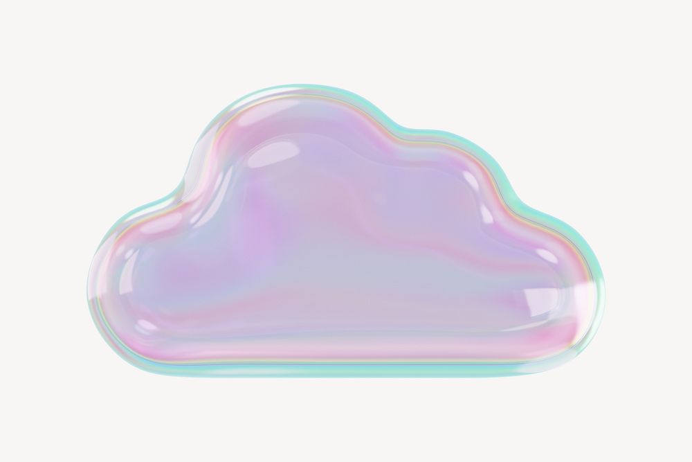 3D holographic cloud icon