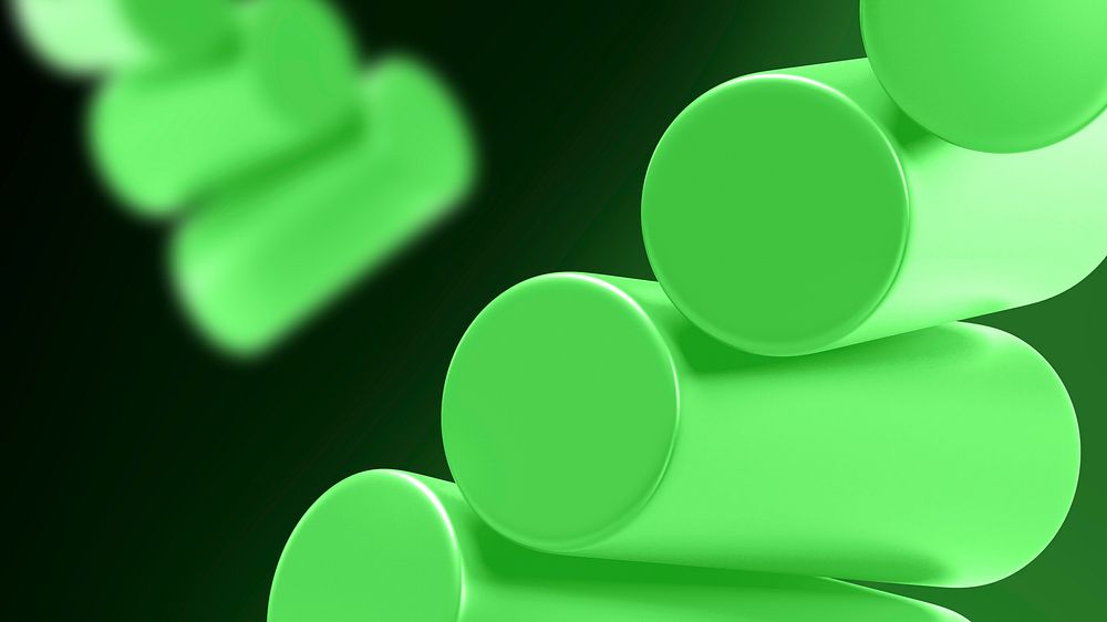 Geometric green cylinders desktop wallpaper, digital remix