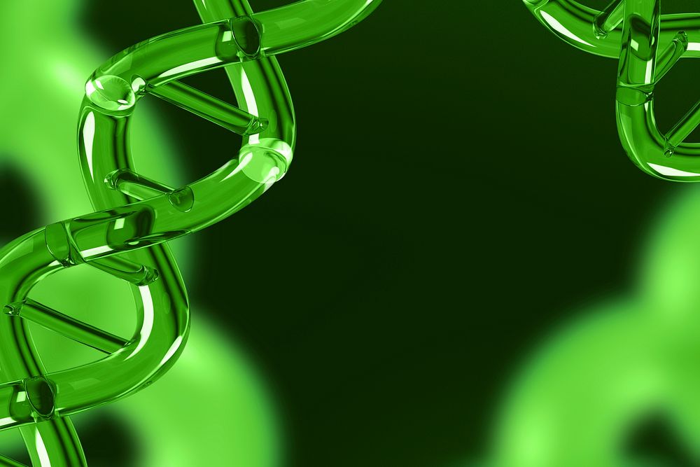 3D green science background, DNA double helix remix