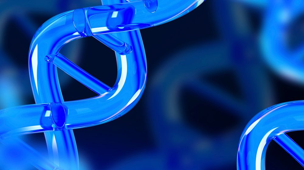Blue science desktop wallpaper, 3D DNA double helix remix psd