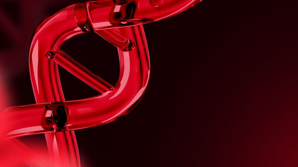 Red science desktop wallpaper, 3D DNA double helix remix psd