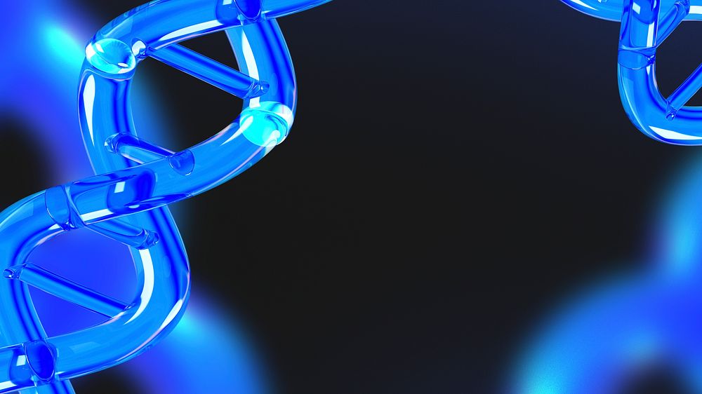 3D science desktop wallpaper, blue DNA double helix remix psd