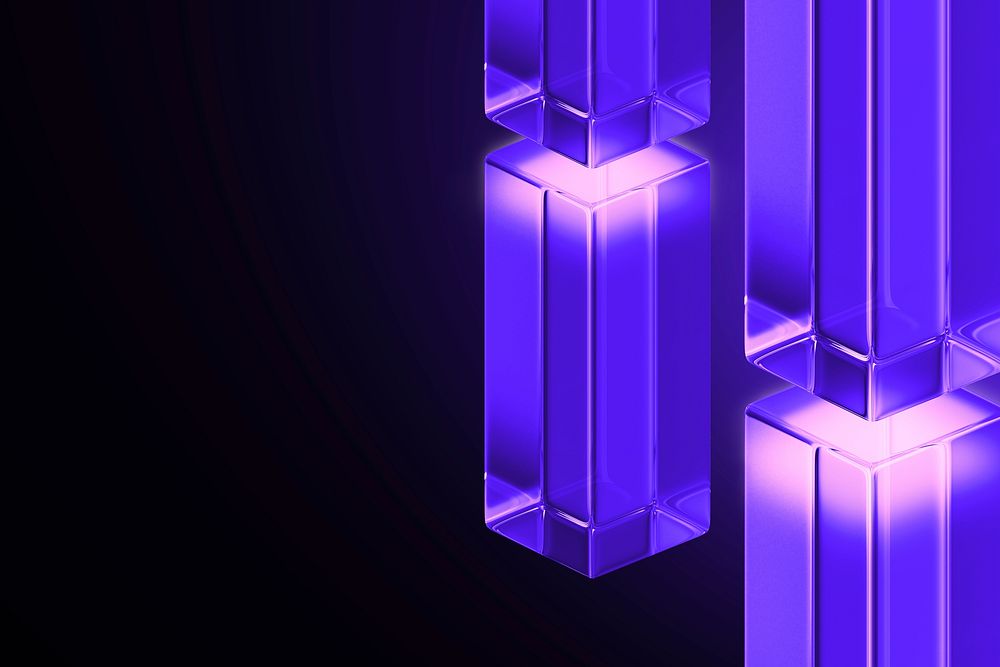 Purple glass pillars background, digital remix psd