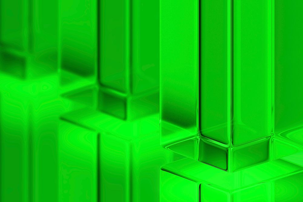 Green glass pillars background, digital remix psd
