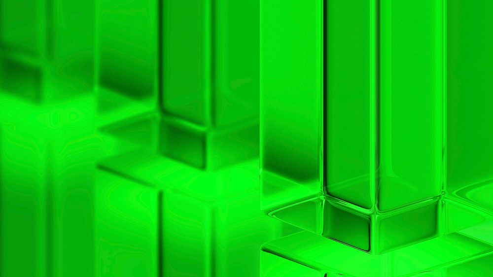 Green glass pillars desktop wallpaper, digital remix