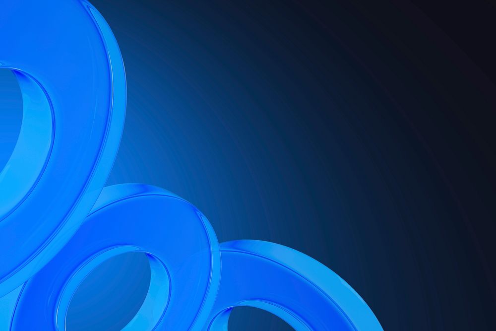 3D blue rings background, digital remix psd