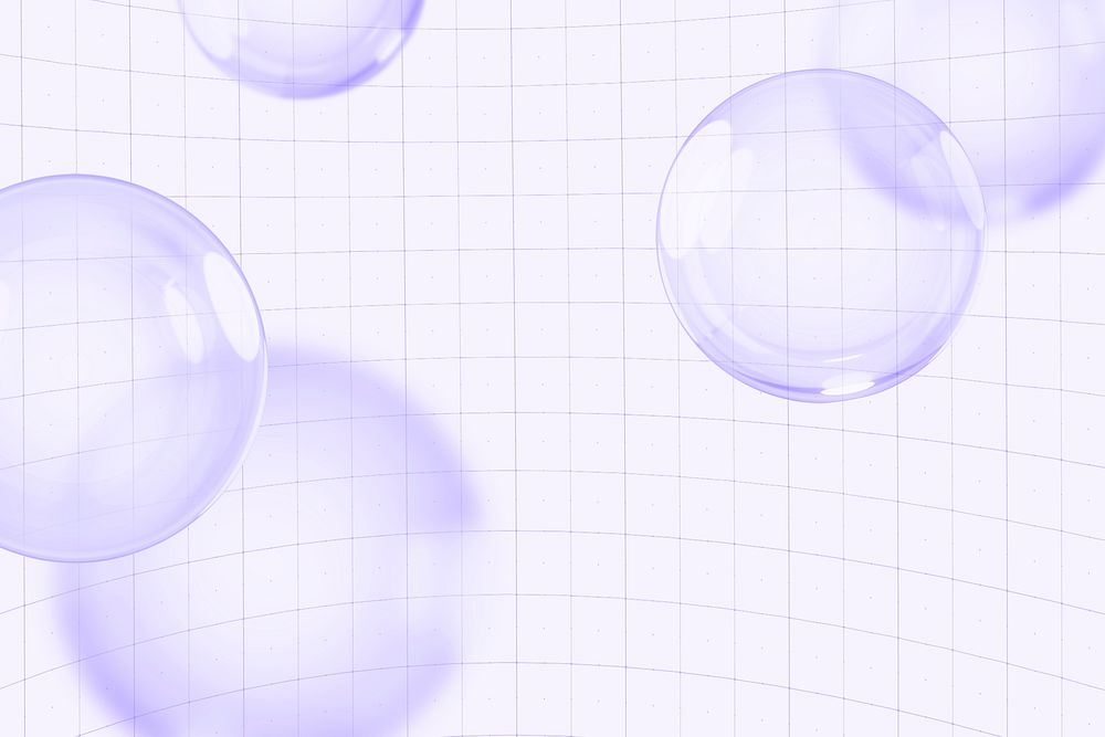 Purple bubbles grid background, digital remix psd
