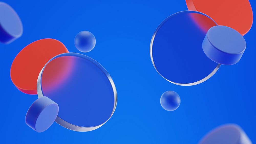 Abstract blue geometric desktop wallpaper, digital remix