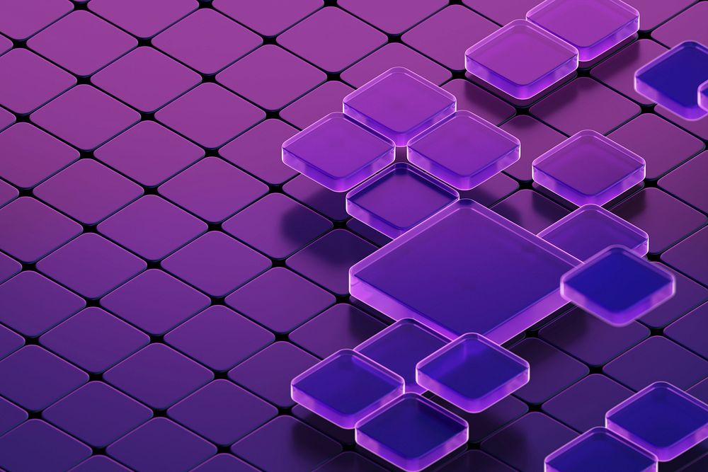 Purple square pattern background, digital remix psd