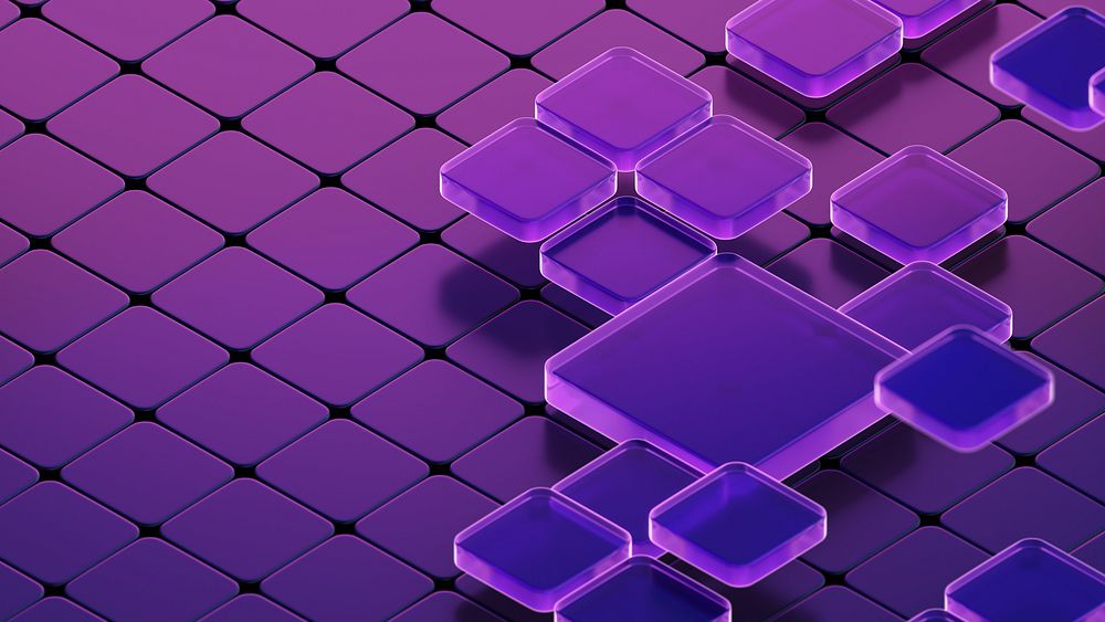 Purple square pattern desktop wallpaper, digital remix