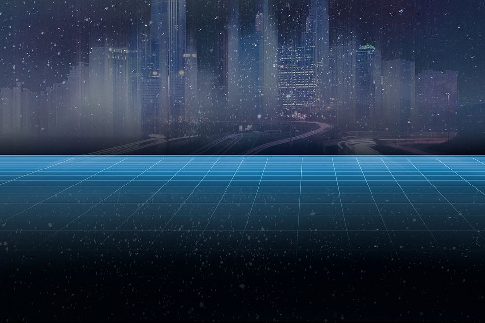 Smart city background, blue wireframe digital remix