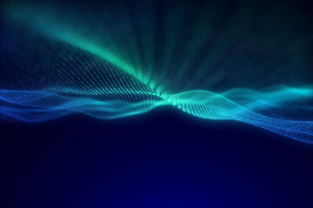 Abstract blue wave background, digital remix psd