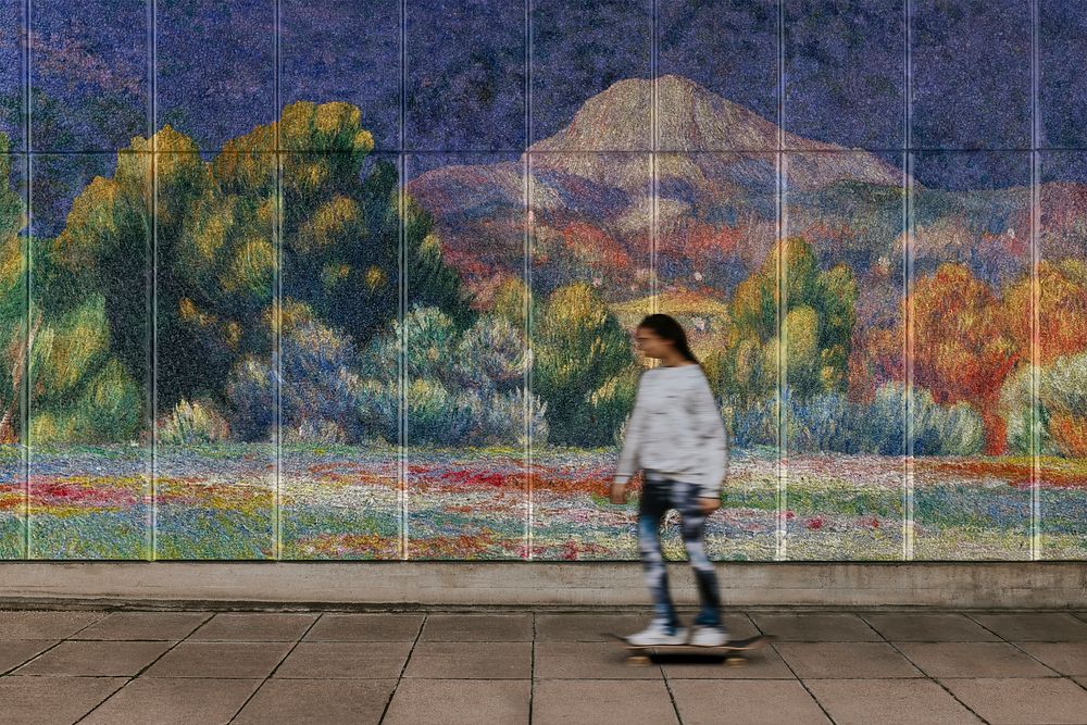 Claude Monet wall painting mockup psd. Famous art remixed by rawpixel.