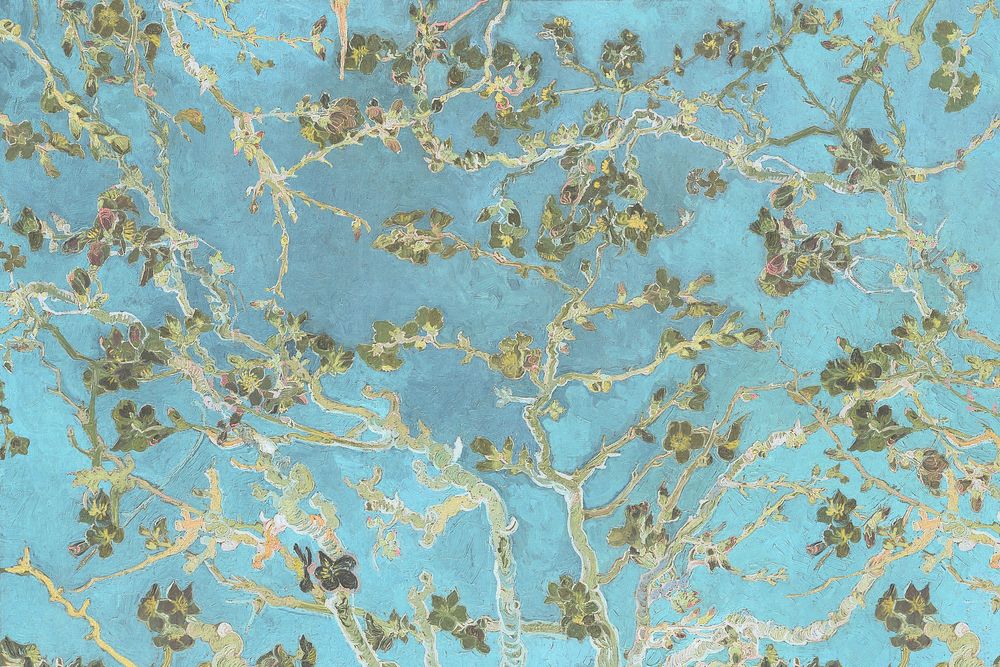 Van Gogh's Almond blossom background, famous painting, remixed by rawpixel