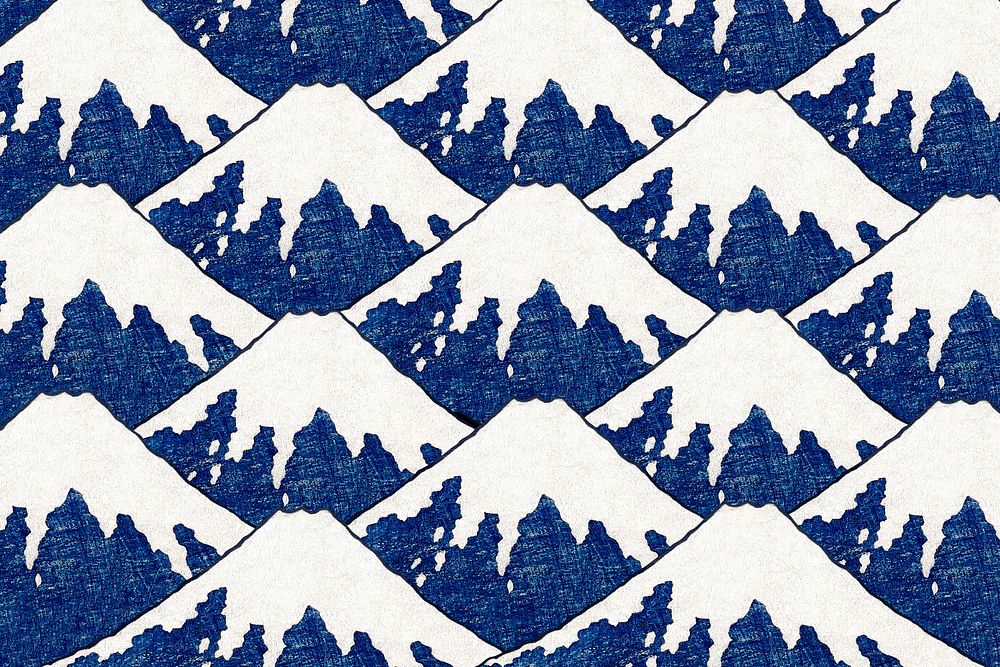 Hokusai's Mount Fuji background, Japanese pattern design, remixed by rawpixel