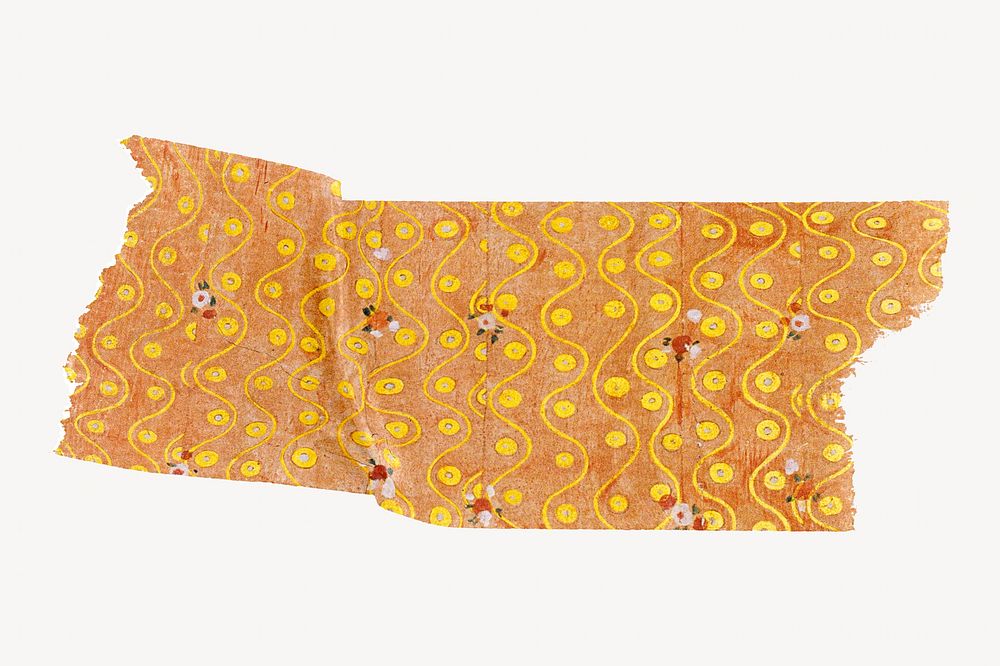 Aesthetic yellow patterned washi tape, Gustav Klimt's Beethoven Frieze design, remixed by rawpixel