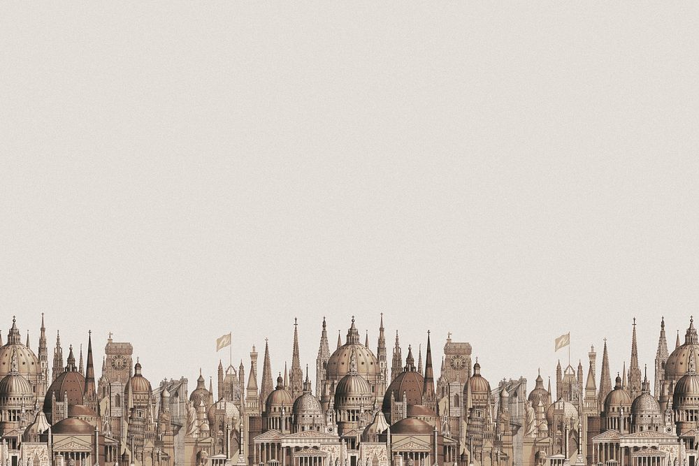 European architecture beige border background. Vintage art remixed by rawpixel.