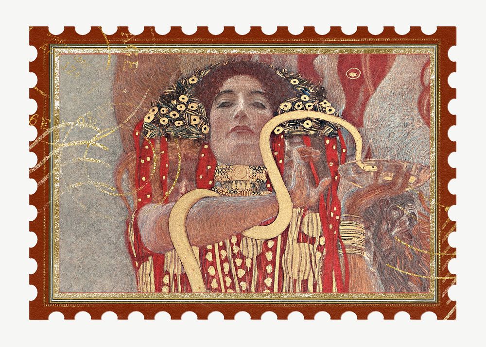 Gustav Klimt's Hygieia postage stamp psd, remixed by rawpixel
