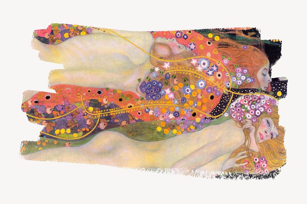 Famous painting brushstroke, Gustav Klimt's Water Serpents II artwork, remixed by rawpixel
