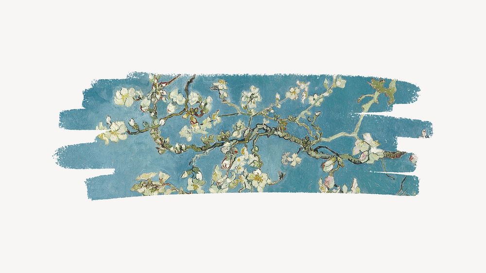 Vincent van Gogh's Almond blossom brushstroke, famous painting, remixed by rawpixel